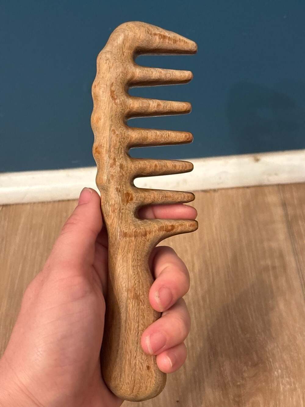 Hand-Carved Wooden Wide-Tooth Hair Comb